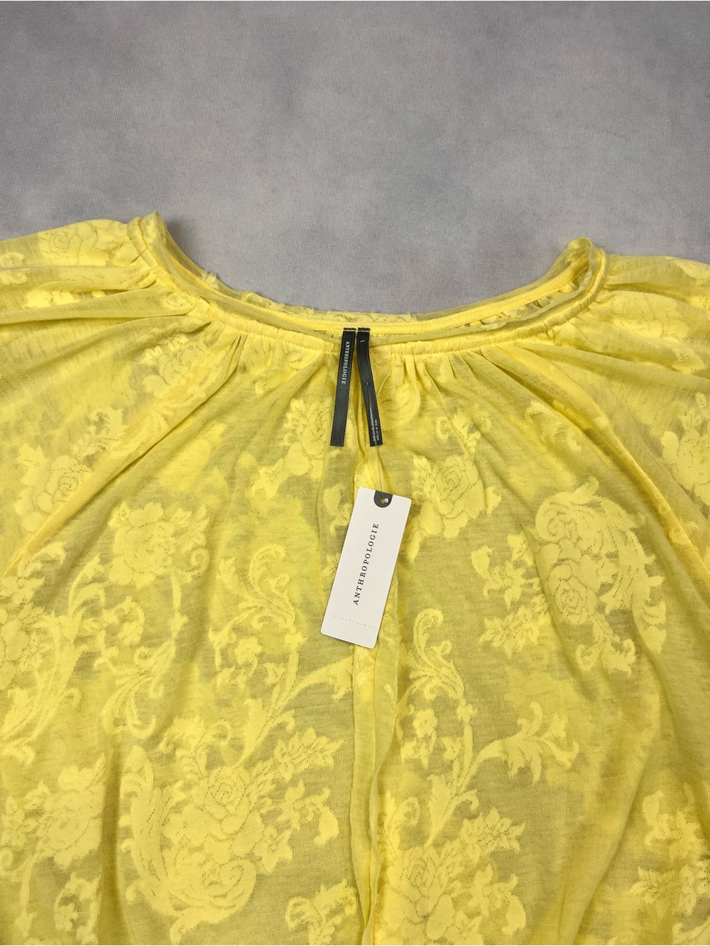 Anthropologie Sunny Yellow Floral Burnout Top